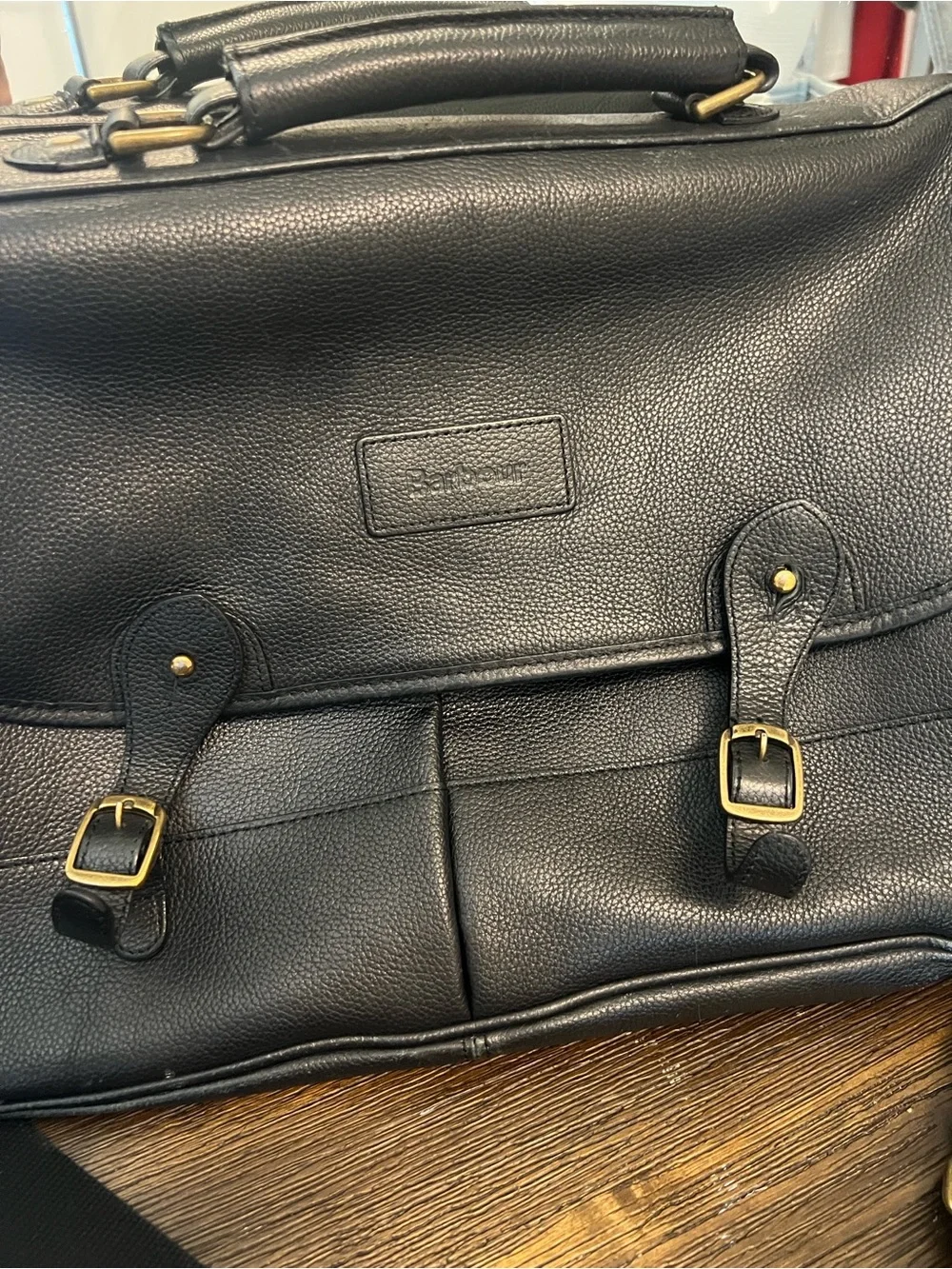 Barbour black leather